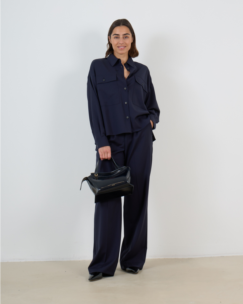 Navy Wool Blouse