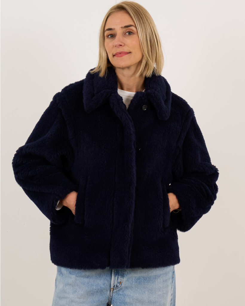 Cropped Ultramarine Teddy Coat