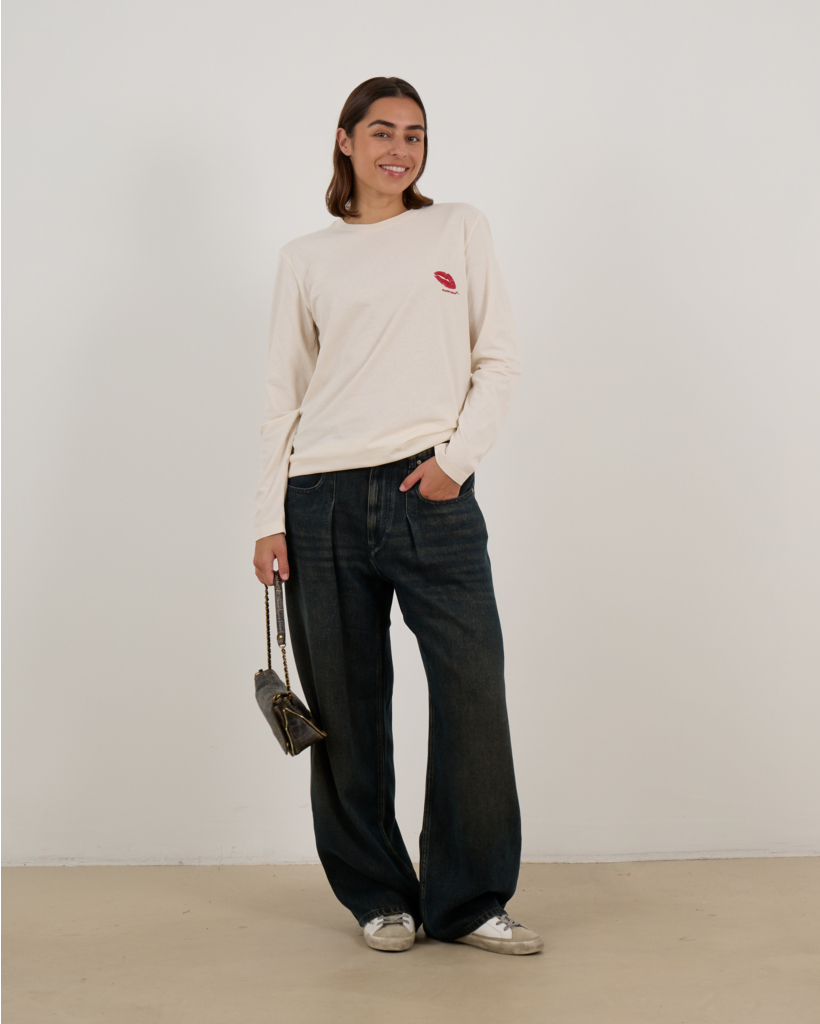 Rodayna Pleated Wide-Leg Jeans Dark Blue