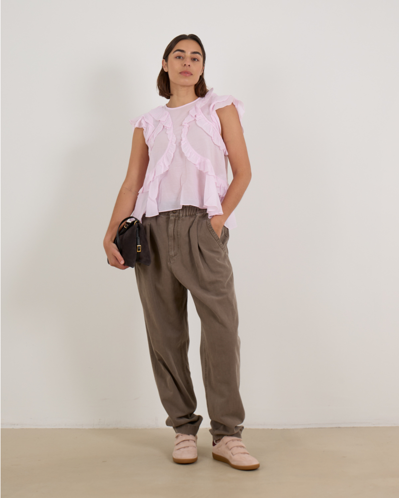 Nalou Pleated Sleeveless Top Light Pink