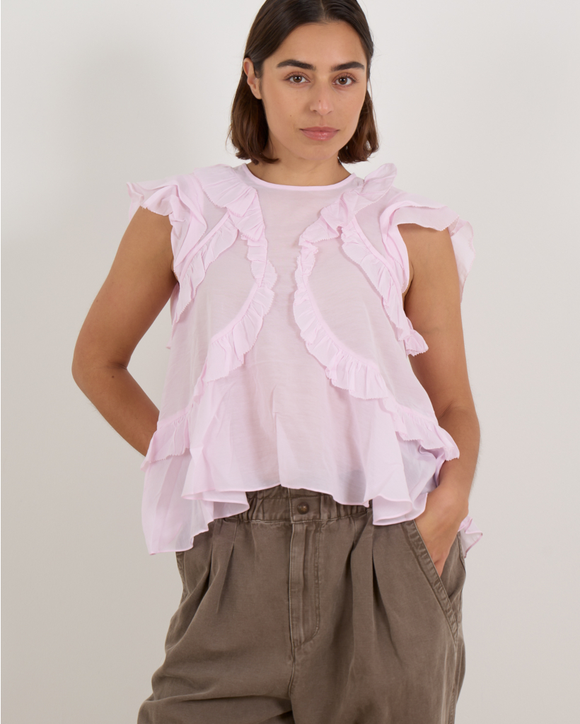 Nalou Pleated Sleeveless Top Light Pink
