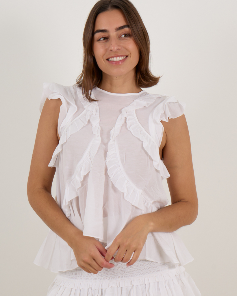 Nalou Sleeveless White Blouse