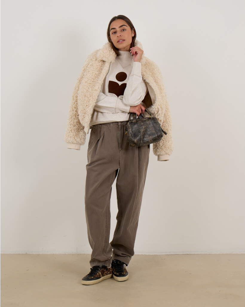 Tayma Faux Fur Teddy Coat Ecru