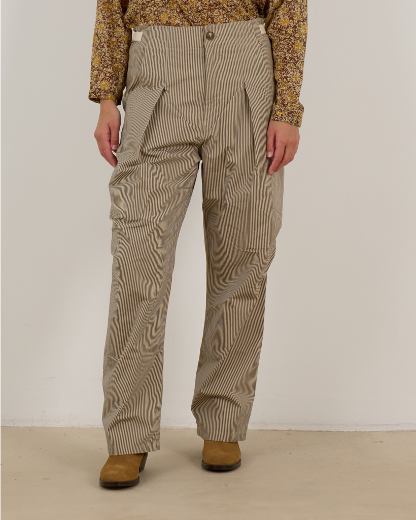 Striped Regular Fit Trousers Beige/Khaki