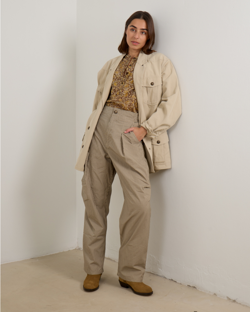 Striped Regular Fit Trousers Beige/Khaki