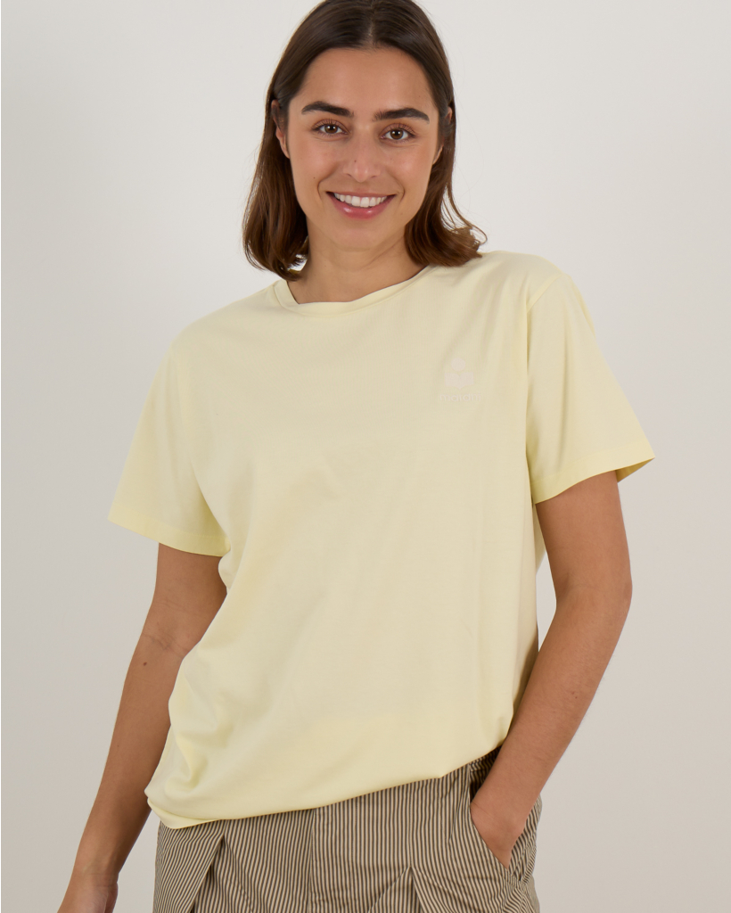 Short-Sleeved T-Shirt with Logo in Butter Yellow