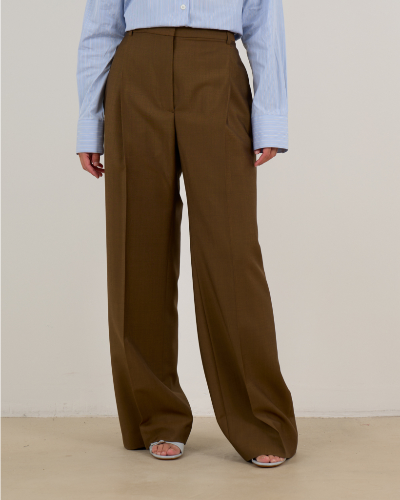 Wool Pleated Mid-Rise Tailored Trousers