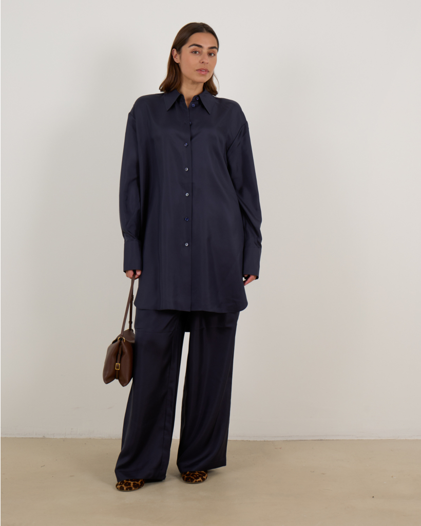 Signature Silk Shirt Blouse Navy