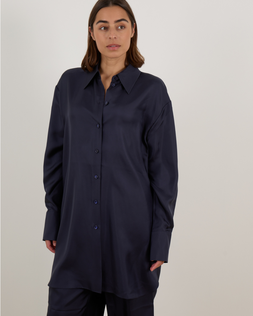 Signature Silk Shirt Blouse Navy