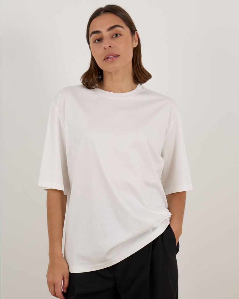 Oversized Cotton Silk T-shirt White