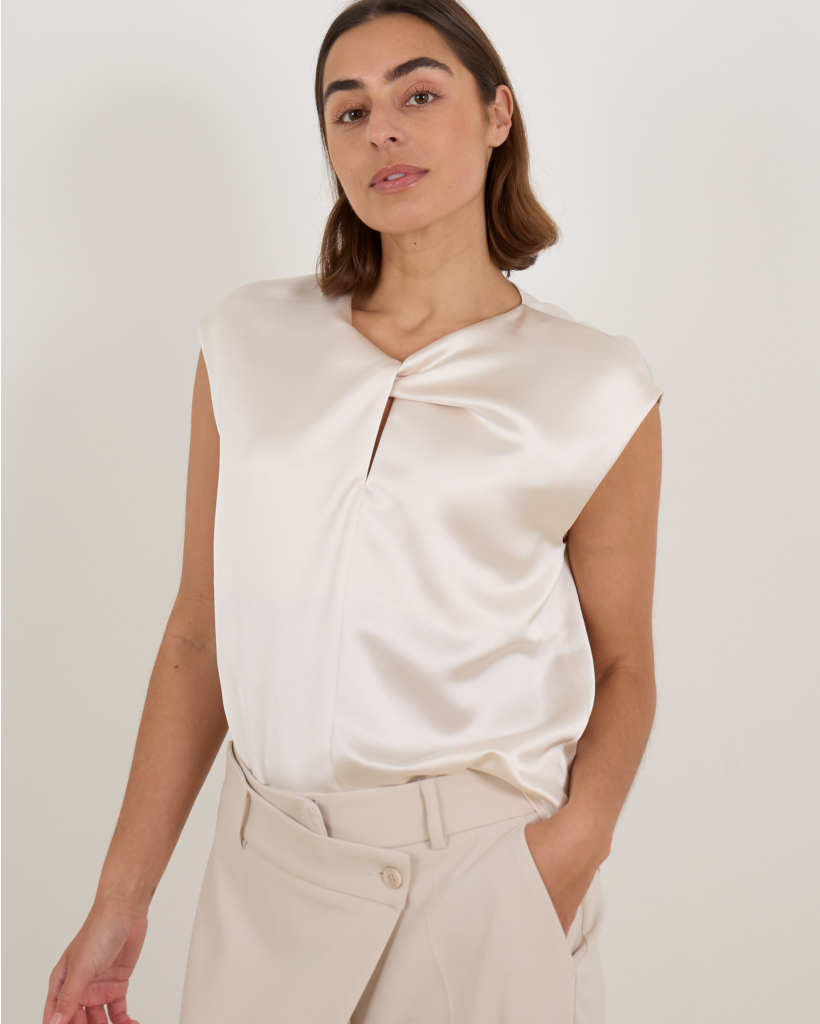 Sleeveless Off-White Blouse