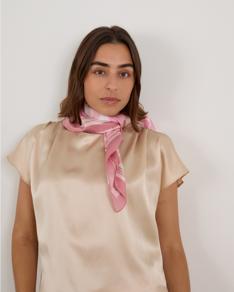 Silk Scarf Blush/ Camel