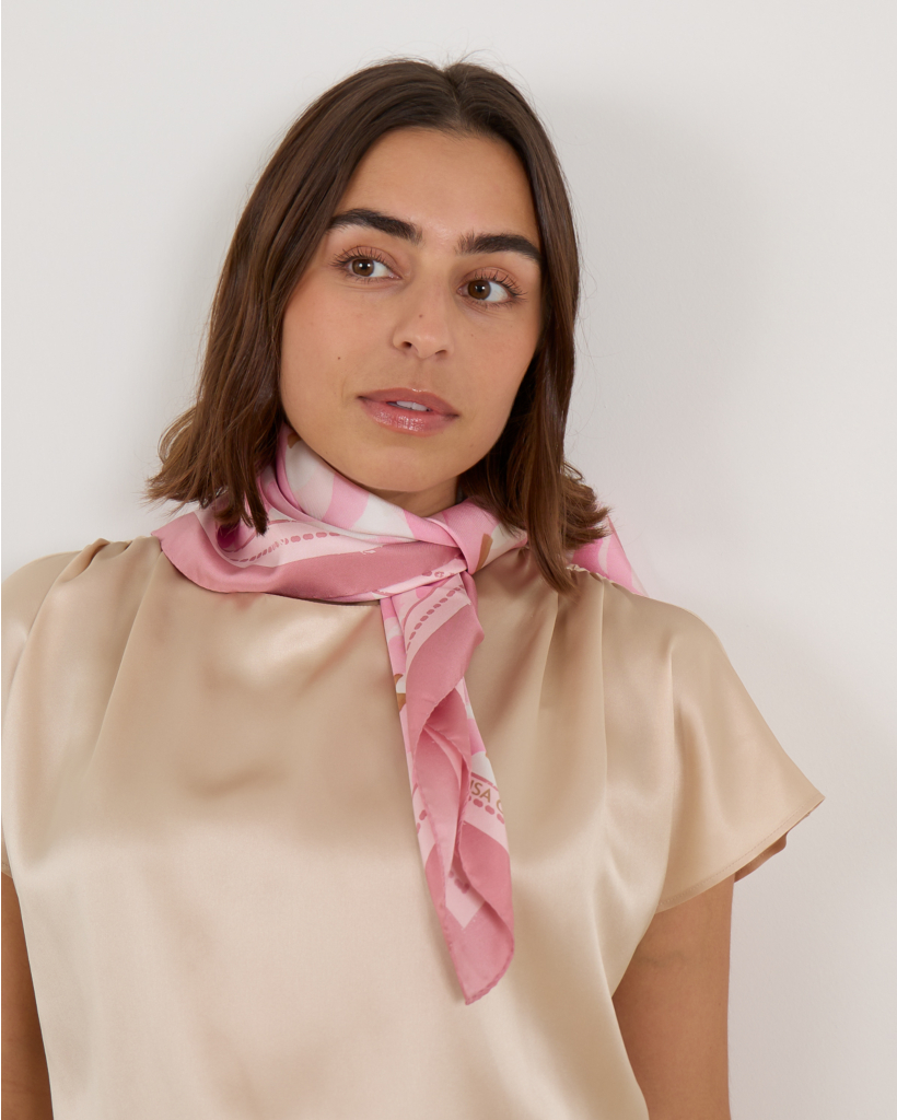 Silk Scarf Blush/ Camel