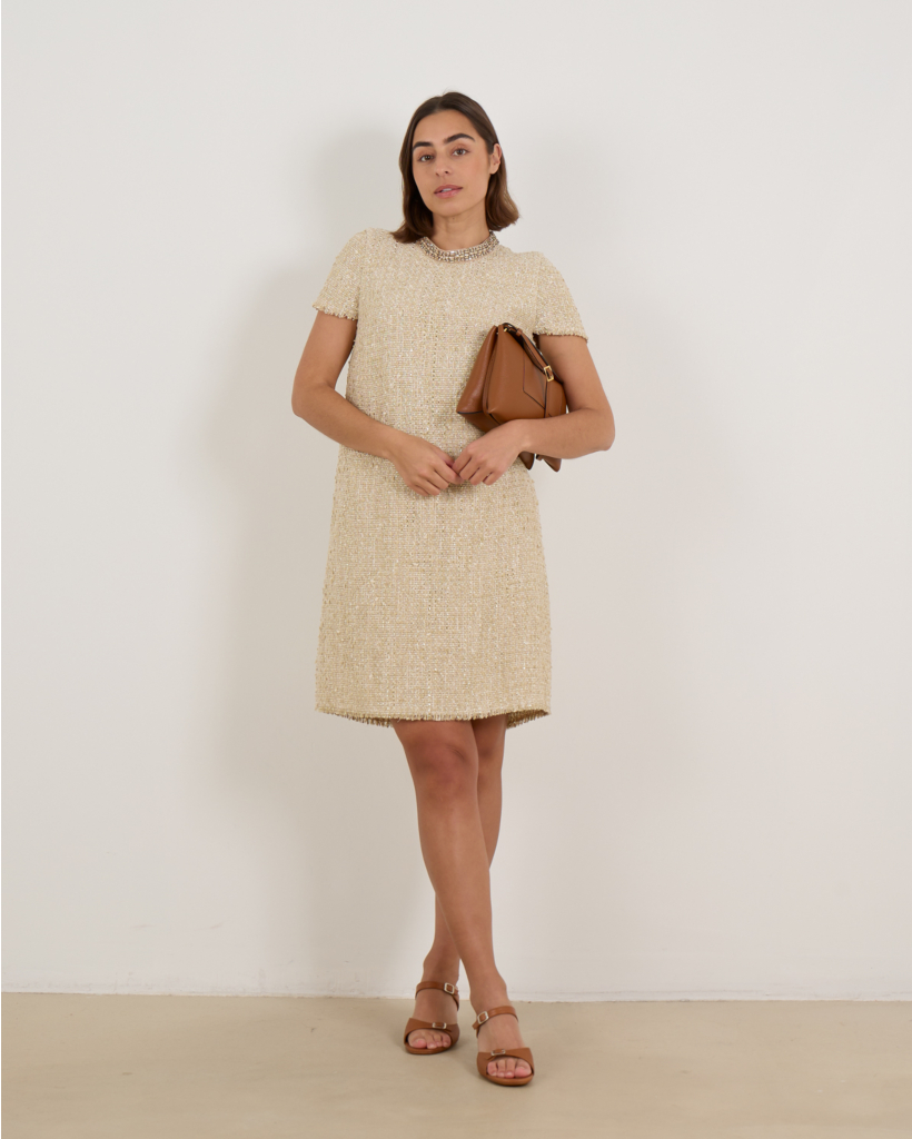Beige Tweed Dress