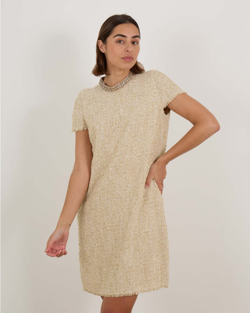 Beige Tweed Dress