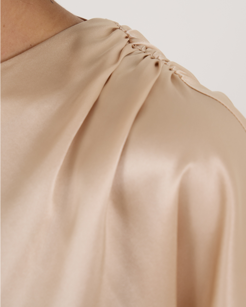 Silk Blouse Short Sleeve V-neck Back