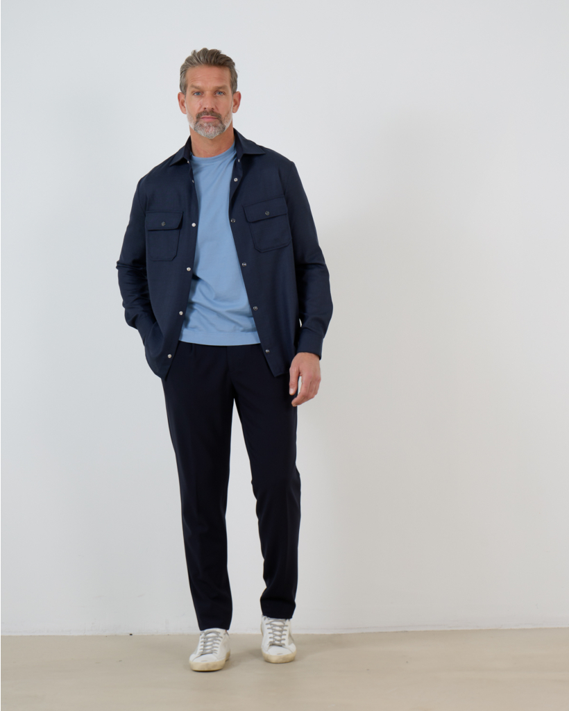 Far Pleated Wool Trousers - Navy Blue