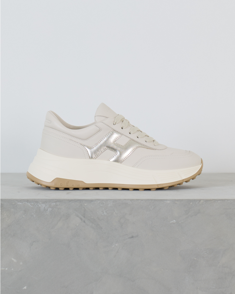 Hyperlight Suede Sneaker with Platform Sole in Off-White