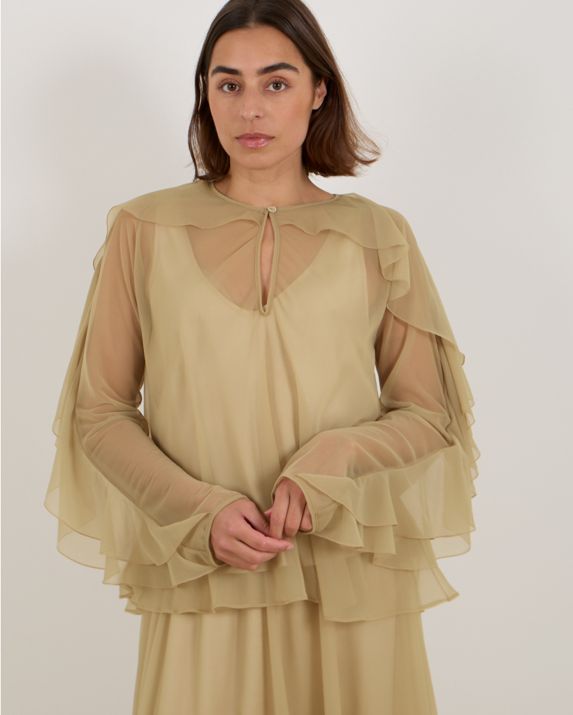 Light Green Fringed Blouse Fieno