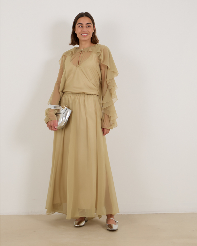 Light Green Fringed Blouse Fieno