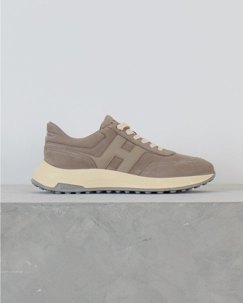 Hyperlight Suede Sneaker with Thick Sole - Taupe