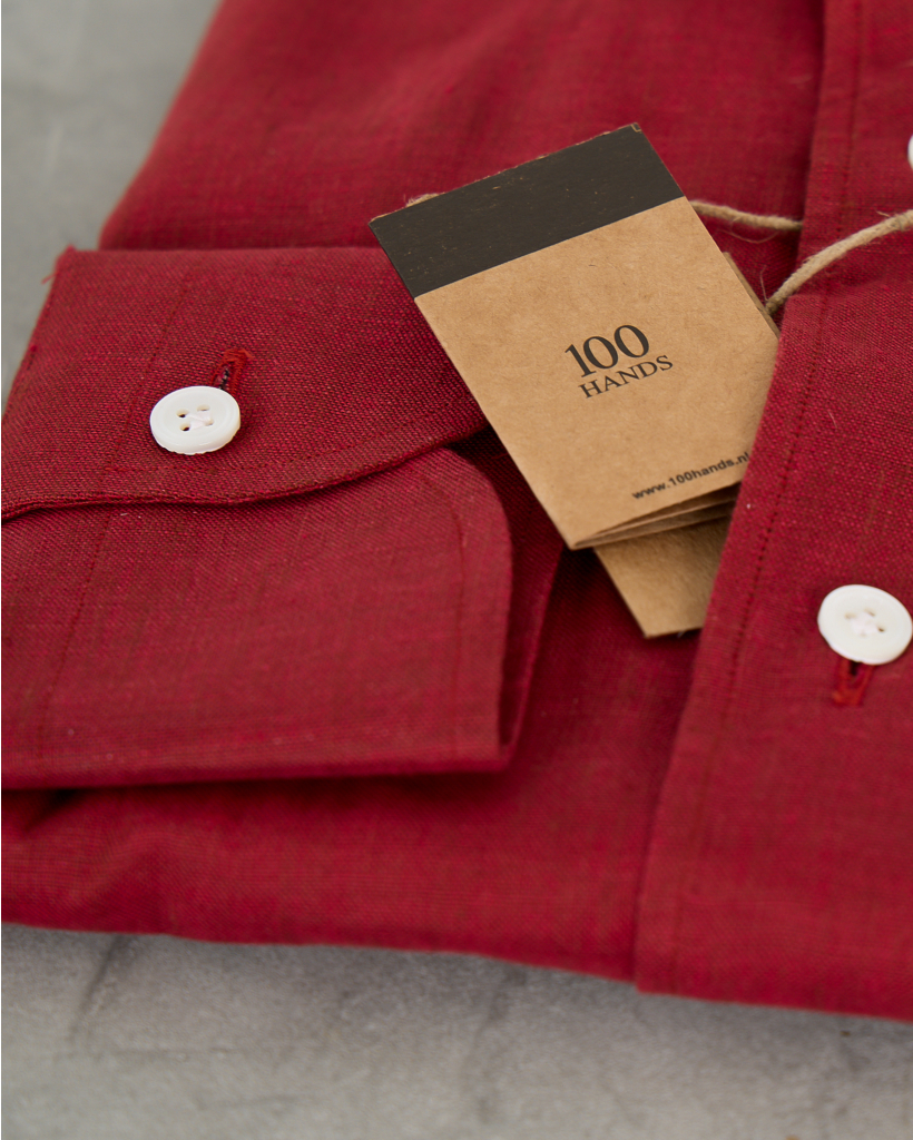 Linnen Shirt LAnge Mouw Bordeaux 