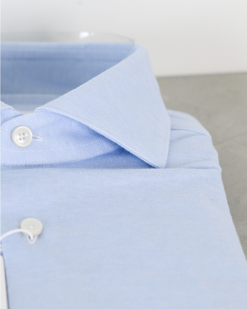 Blue Knitted Long-Sleeve Shirt