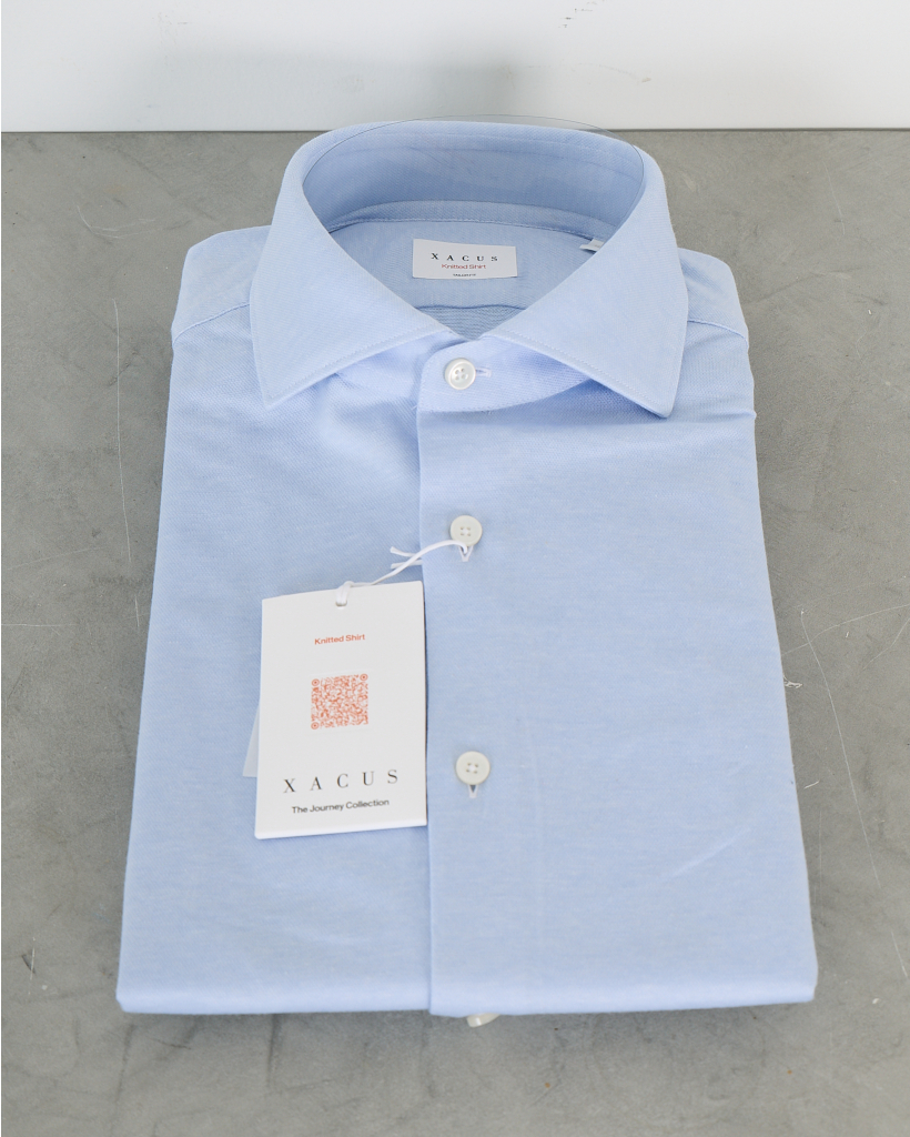Blue Knitted Long-Sleeve Shirt