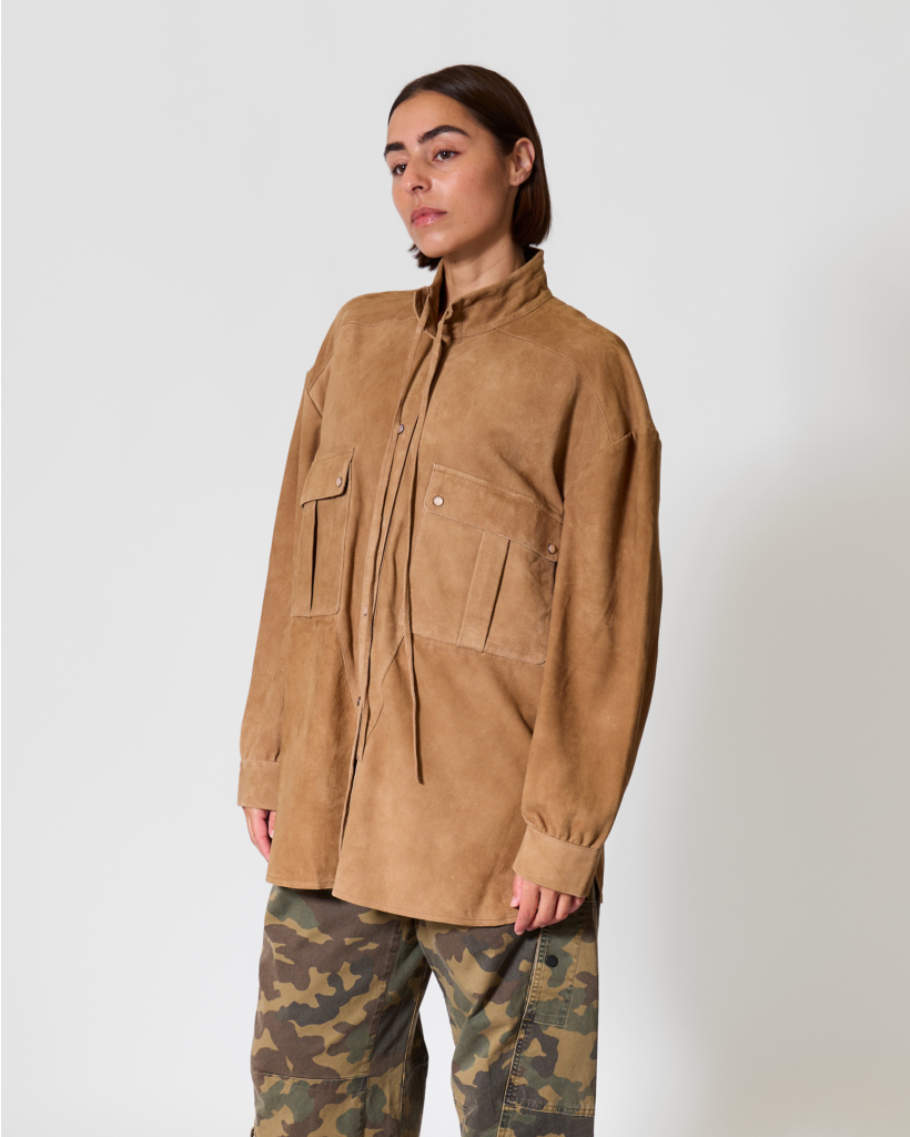 Haya Suede Oversized Blouse Cinnamon