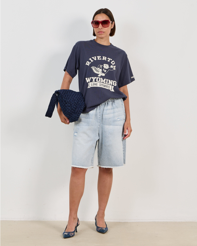 Peyton Striped Denim Bermuda Indigo