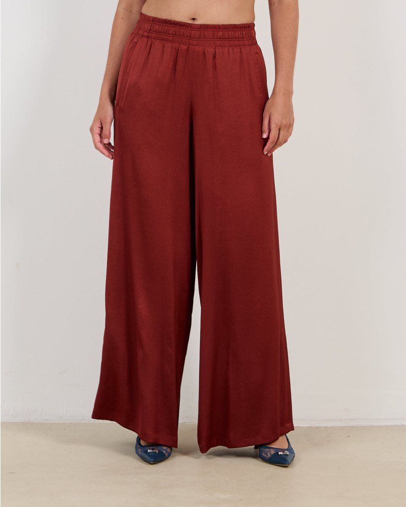 Ceiling Wide-Leg Satin Trousers - Red