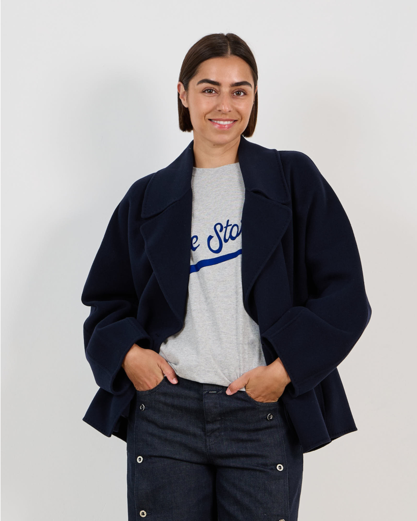 Smmadele Short Wool Overcoat Midnight Blue