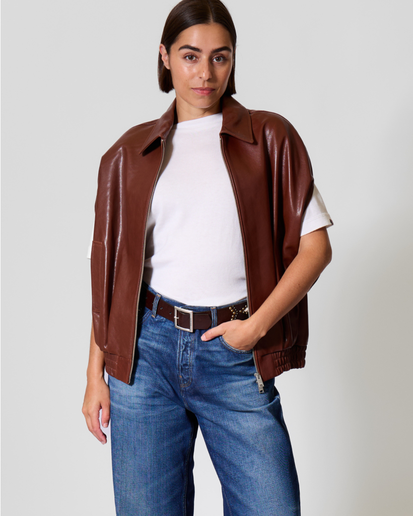 Bina Vegetal Suede Sleeveless Vest Copper