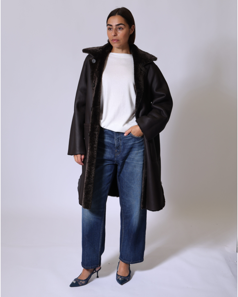 Zoey merinillo Alba Nappa Coat Coffee Bean