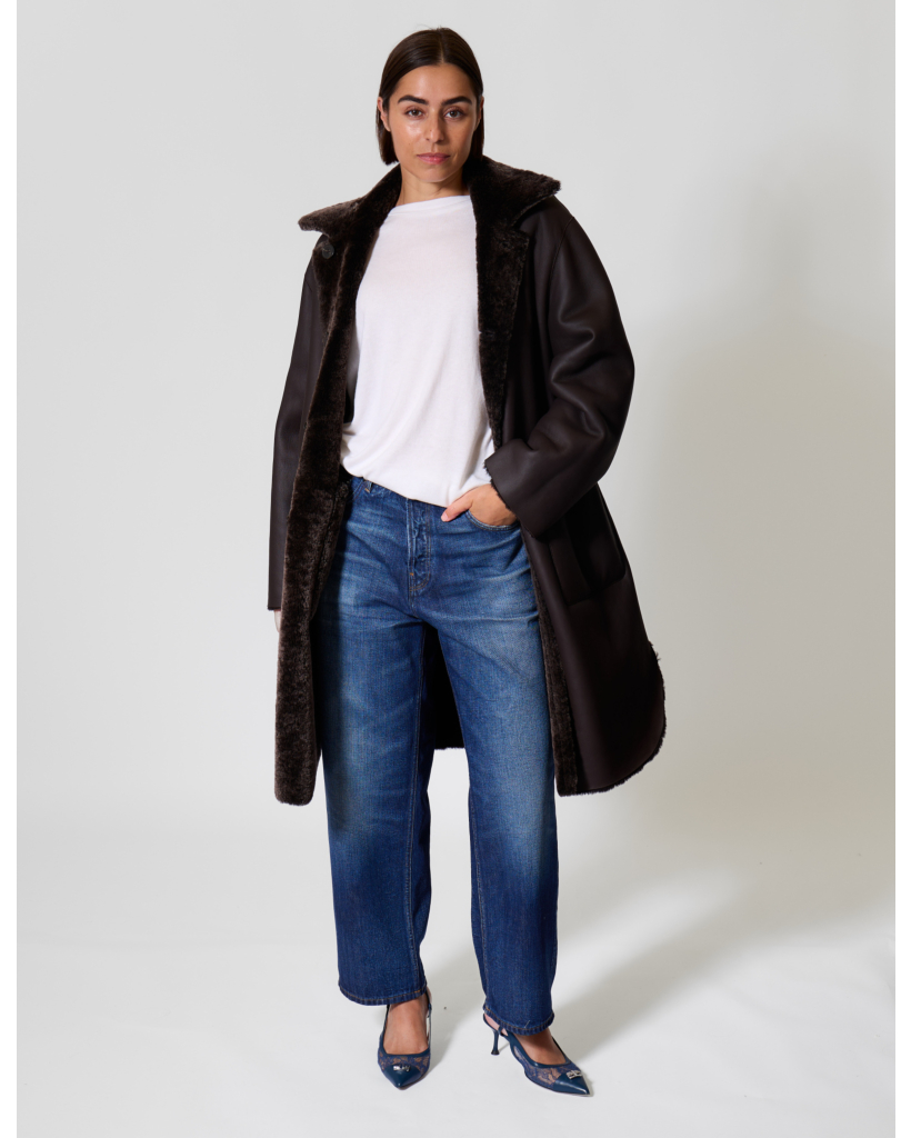 Zoey merinillo Alba Nappa Coat Coffee Bean