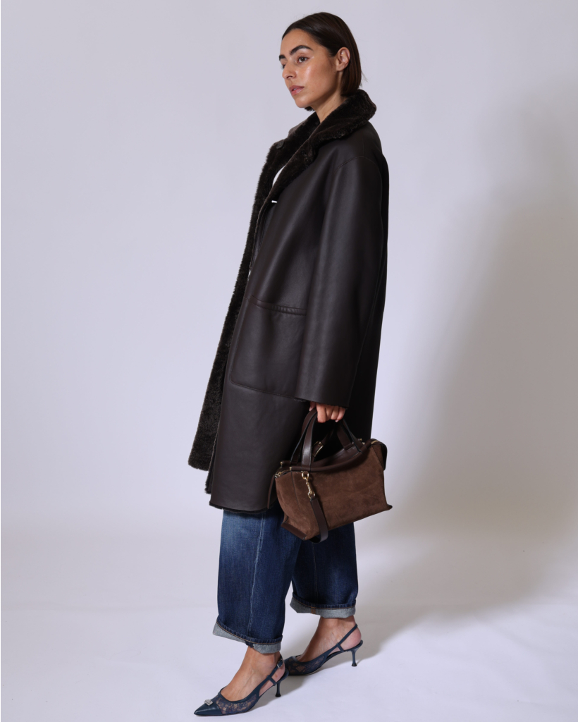 Zoey merinillo Alba Nappa Coat Coffee Bean