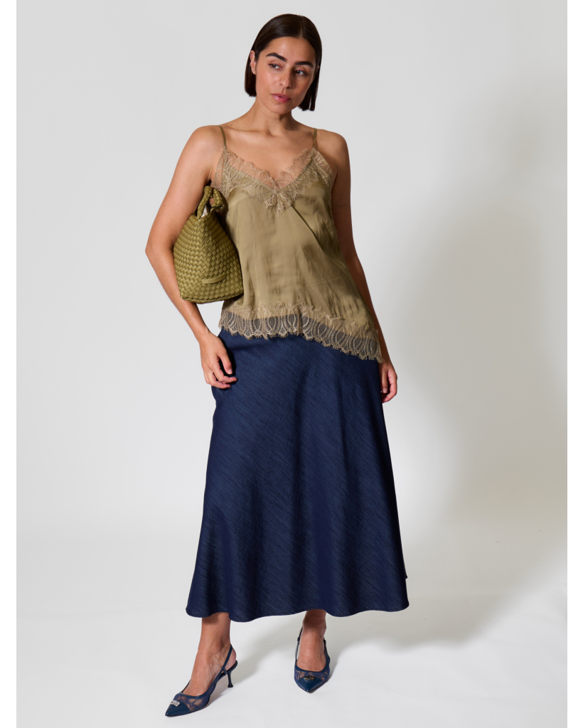 A-line Midi Skirt Denim Blue