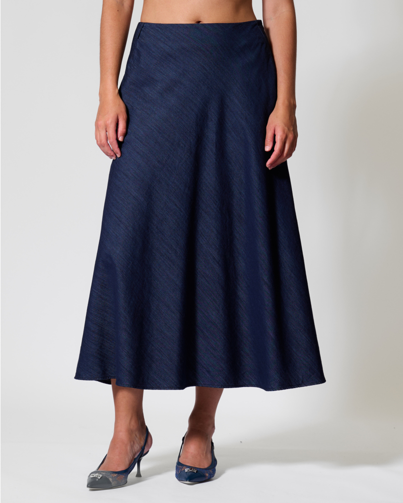 A-line Midi Skirt Denim Blue