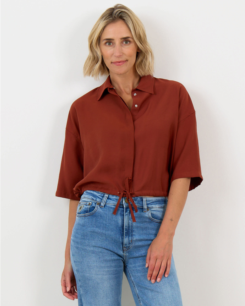 Lainay Rust Short-Sleeve Blouse