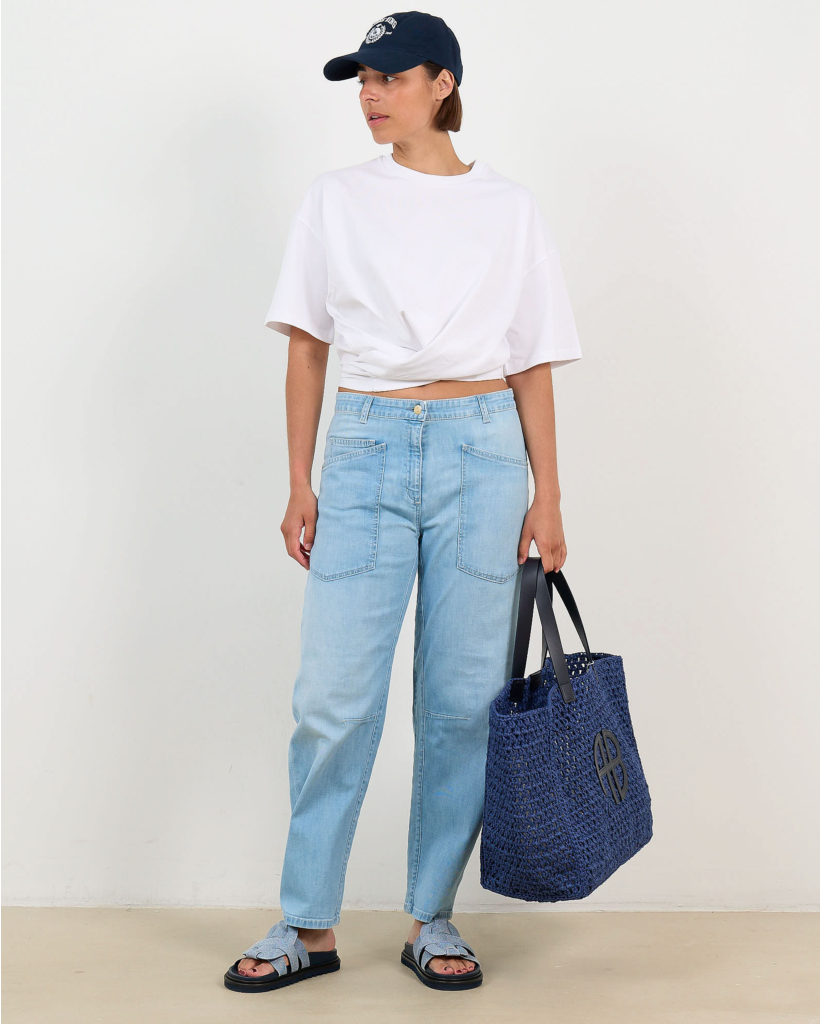 Nantes T-shirt with Button Detail White