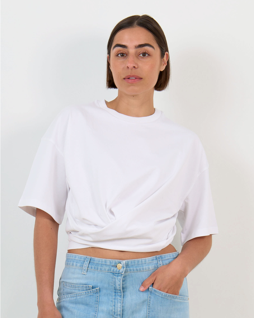 Nantes T-shirt with Button Detail White