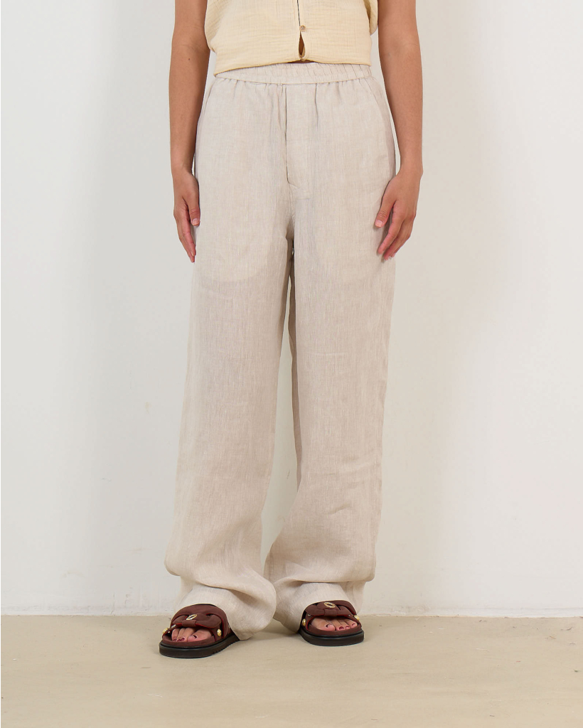 Linen Trousers with Natural Waistband