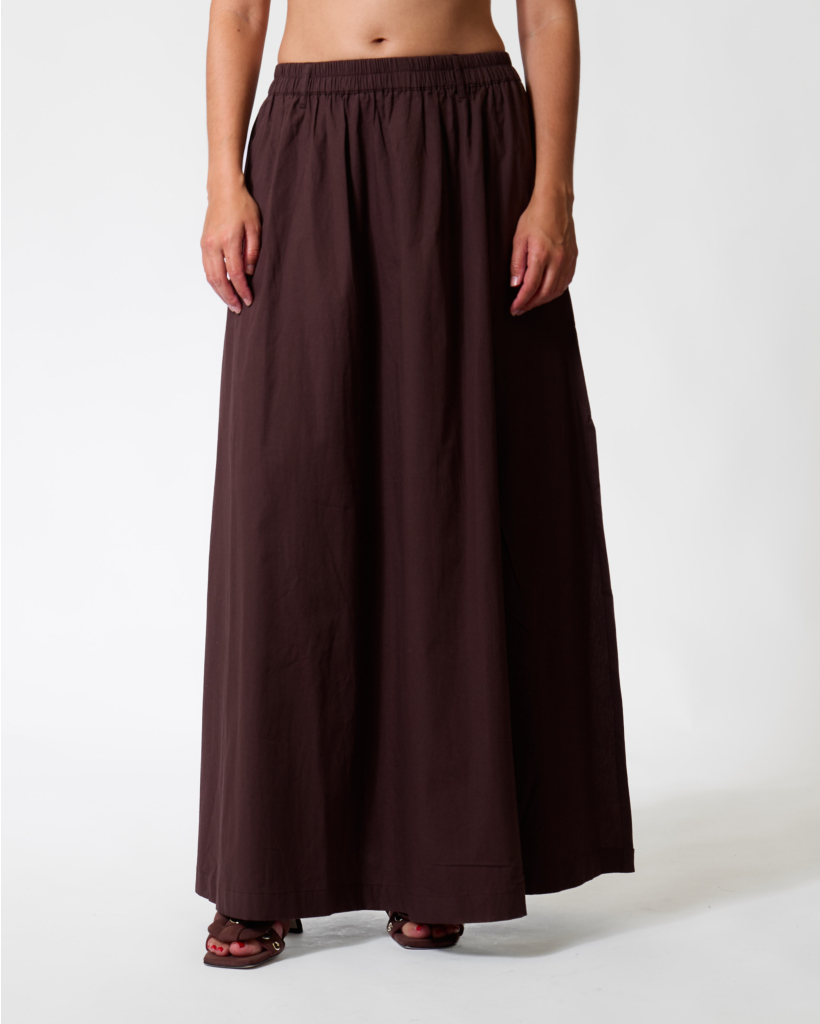Kilt Maxi Poplin Skirt Chocolate