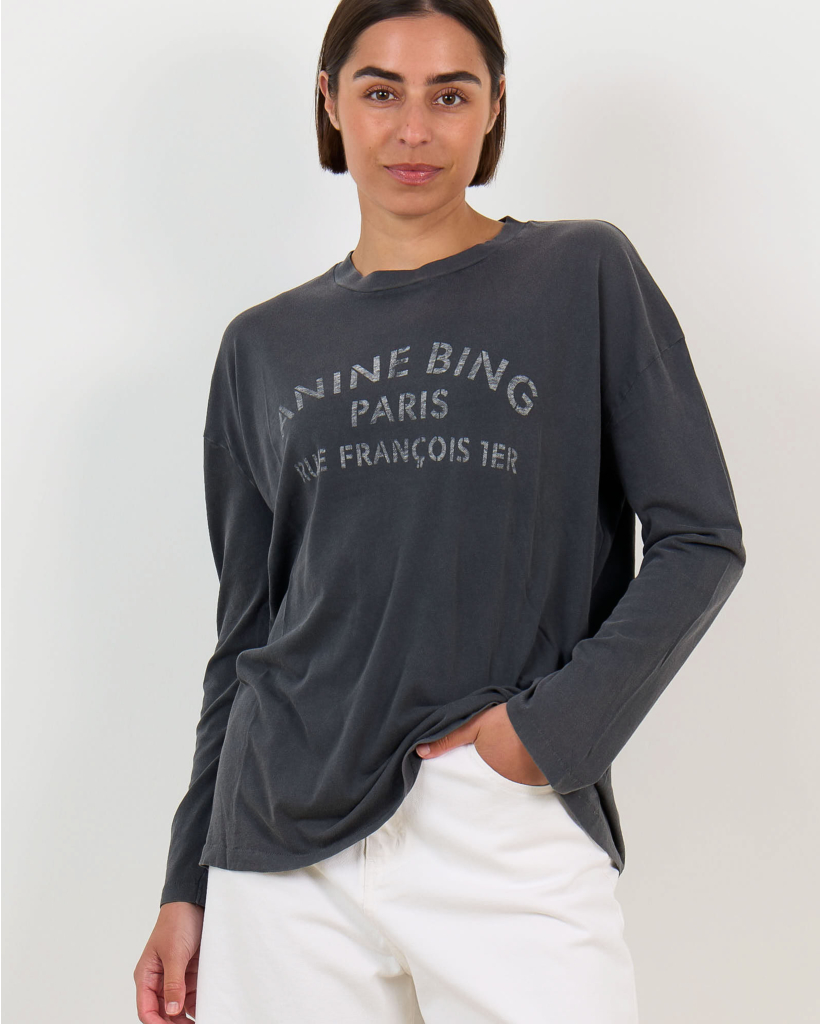 Ivan Long Sleeve with Print - Washed Black