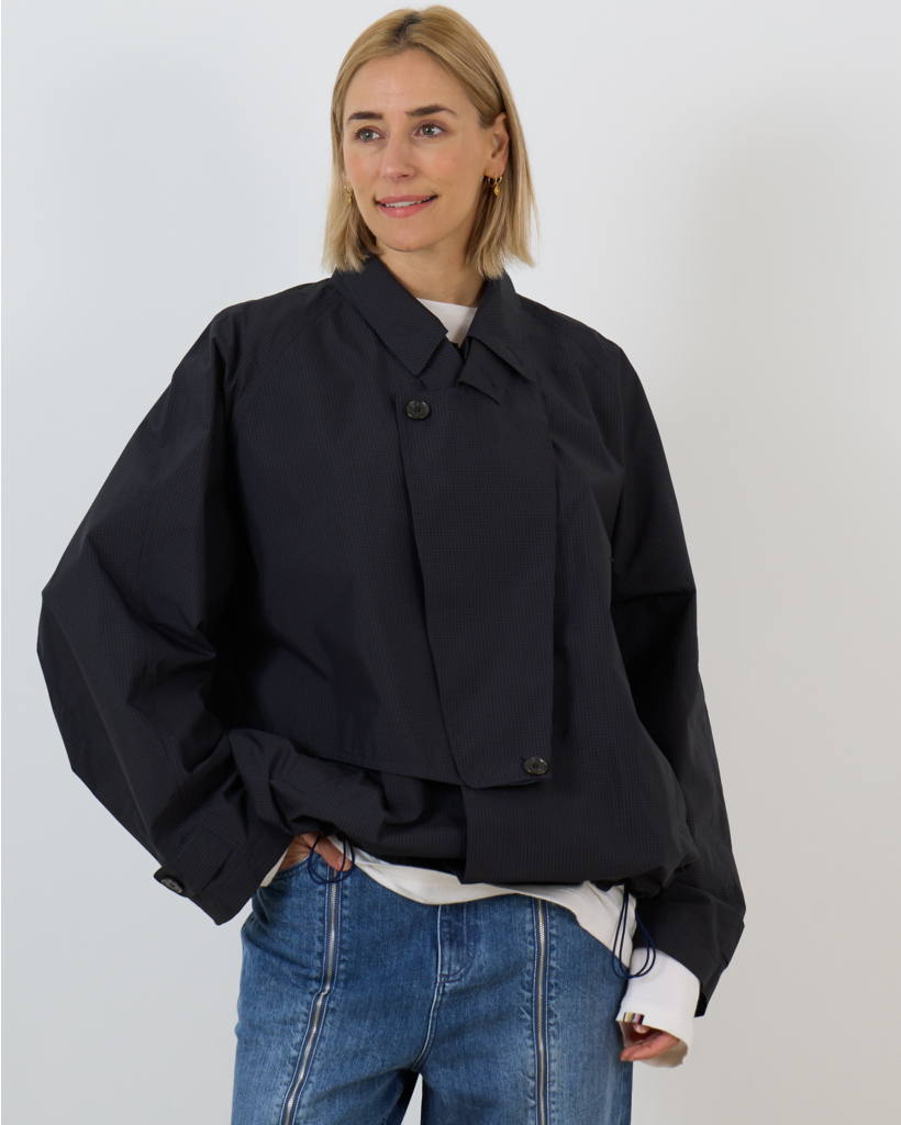 Charles Asymmetric Trench Jacket Navy