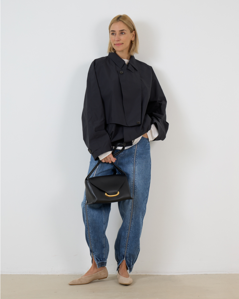 Charles Asymmetric Trench Jacket Navy