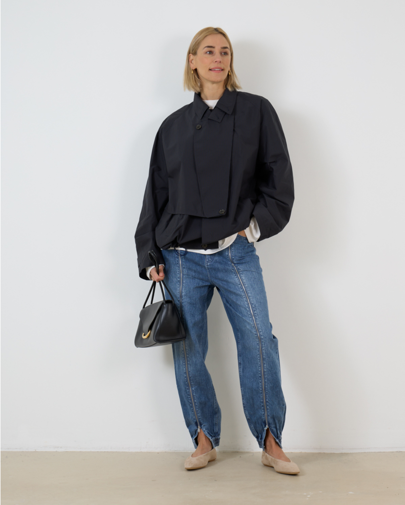 Blue Denim Joggers with Zipper Details