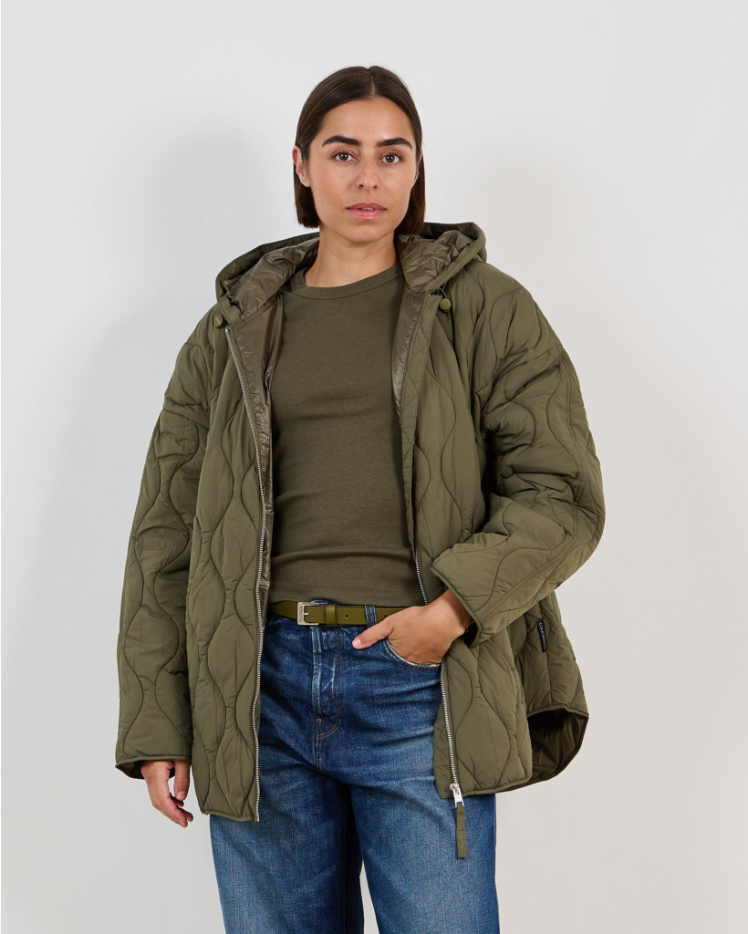Quilted Hooded Jacket in Army Green
