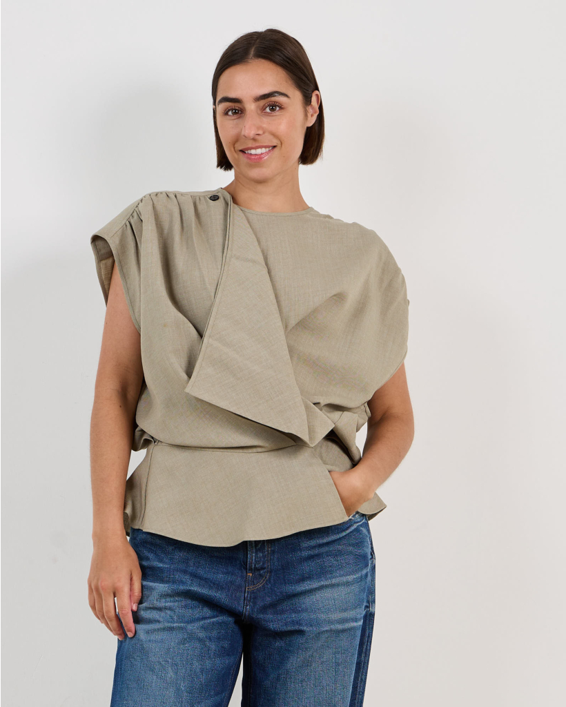 Scilla Draped Top Olive Green