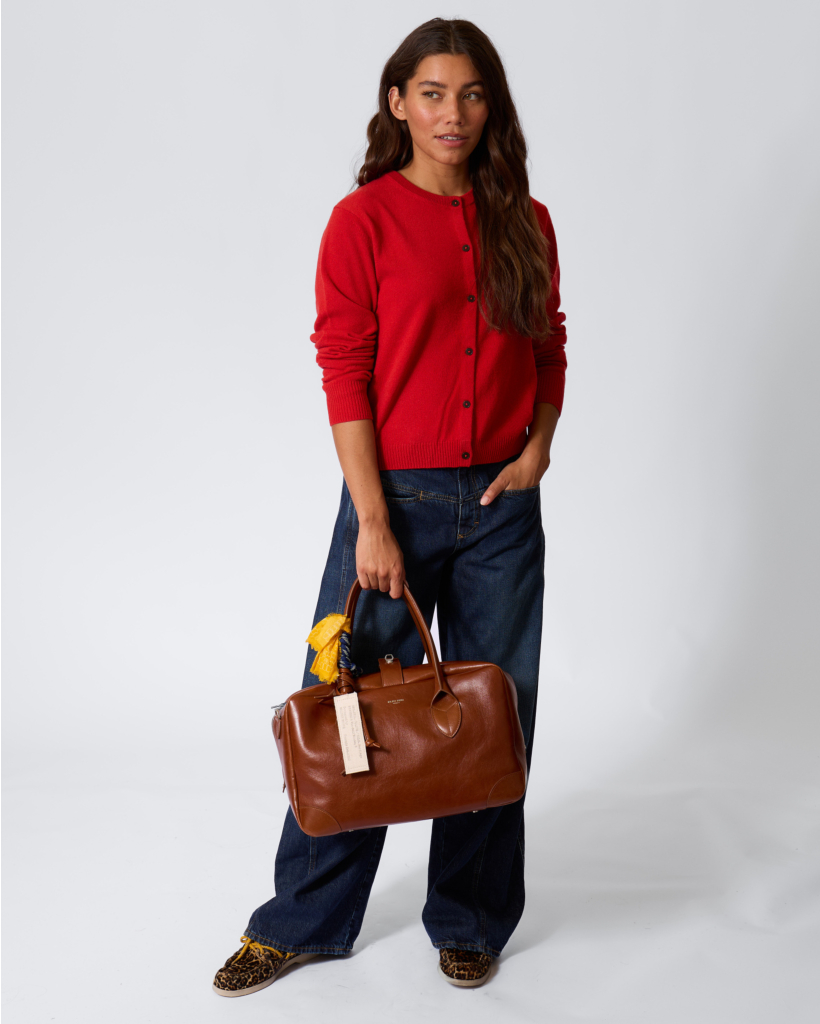 Wool/Cashmere Blend Cardigan Cinnabar Red